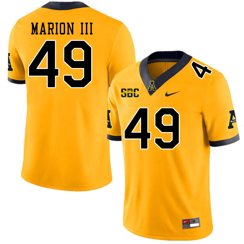 Men #49 Randy Marion III Appalachian State Mountaineers College Football Jerseys Stitched Sale-Gold